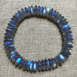 Naturalny niebieski labradoryt Clear Abacus Bransoletka Kobiety Mężczyźni 7 mm 8 mm żółty labradorite Moonstone Stone Aaaaa 240402