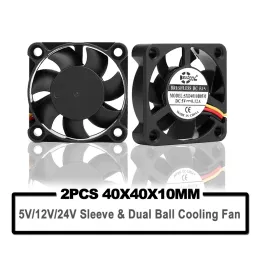Soğutma 2 PCS 40mm 3D Yazıcı Soğutma Fanı 5V 12V 24V 4010 Yazıcı Soğutma Aksesuarları DC Fırçasız Fan 40X40X10mm Mini Siyah Radyal Fanlar