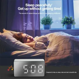 2023 Ny USB Timing Clock Mini Mute Desk Alarm Clock Mirror Electronic LED Digital Clocks for Children Night Mode Home Decor