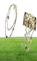 Stift lyxiga smycken mimiyagu lång simulerad pärlhalsband för kvinnor no5 dubbel lager hänge halsband party50758164082730