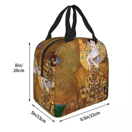 Gustav Klimt断熱ランチバッグサーマルバッグミールコンテナAdele Bloch-Bauer Freyas Art Leakproof Tote Lunch Box Bento Pouch