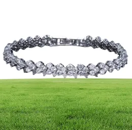 18K White Gold Plated Zirconia Tennis Bracelet Diamond Manth Chain For Men Women Heart Love Crystal Bracelets Bangle Bangle Gift Val7334520