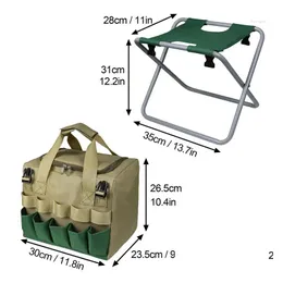 ツールを備えたキャンプ家具ガーデンチェアストレージバッグmtipurpose分離可能折りたたみ式大容量スツール釣りトートドロップ配達spor dhjd0