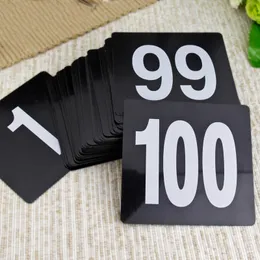 أرقام طاولة بلاستيكية مزدوجة الأرقام السوداء مربع بطاقات مقعد الزفاف حفل زفاف الحدث البار الملحقات مقهى أواني من 1 إلى 100