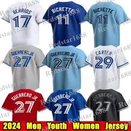 #27 Vladimir Guerrero Jr. Baseball Jersey #11 Bo Bichette George Springer Alek Manoah Kevin Gausman Chris Bassitt Alejandro Kirk Gurriel Jr. Hernandez Maglie