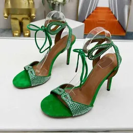 Scarpe eleganti sandali cristallini estivi da donna alta tacchi formali da sera formale caviglia verde rosso verde