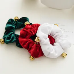 Christmas Bell Hair Bands Velvet Hair Scrunchies Rubber Bands Women Ties Ponytail Holder Hairbands Xmas Party Headwear Headband