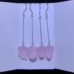 Orecchini a pennaglie 1 coppia Fengbaowu naturale grezzo ruvido ruvido beryl morganite orecchini 925 sterling reiki guarigione di gioielli in pietra