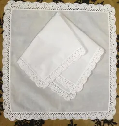 Conjunto de 12 têxteis domésticos lenço de casamento 3030cm Cotton Ladies Hankies Adultos Mulheres Hanky Party Gifts bordados Crochet Lace29229591