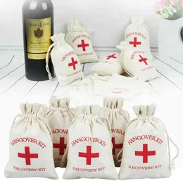5015 Hangover Kit Bags Wedding Wedding Bag Bag Red Cross Cotton Linen Gift Fags Acture Party Party Mustried H22042925459710071