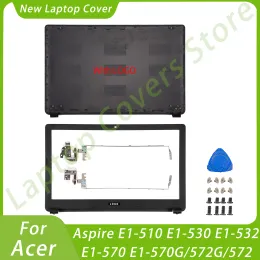 Kılıflar Acer Aspire için Dizüstü Bilgisayar Parçaları E1510 E1530 E1532 E1570 E1570G/572G/572 LCD GERİ KAPAK KAPAK ön çerçeve menteşeleri Siyah'ın yerini aldı