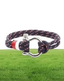 Mens nautiska seglingsskruvarmband rostfritt stål bojor Svart taktiskt rep Bangle Sailor Surfer Beachwear Manliga smycken 1287460