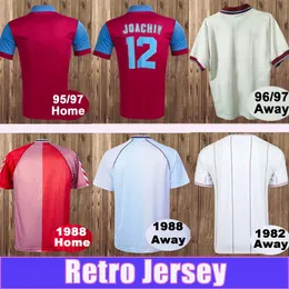 1982 1997 Taylor Mens 레트로 축구 유니폼 Milosevic Wright McGrath Home white Football Shirts 짧은 소매 유니폼 셔츠