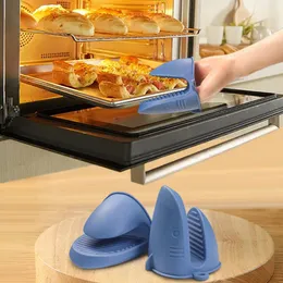 1 par de caçadores convenientes mini luvas de forno fáceis de limpar as luvas de pitada resistente ao calor de silicone de limpeza