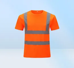 Men039s TShirts Reflective Safety Short Sleeve TShirt High Visibility Road Work Tee Top Hi Vis Workwear7736584