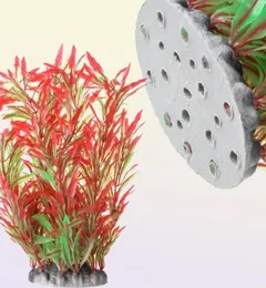Украшения искусственные пластиковые растения высокой воды и керамическая основа украсить аквариум 1pc Realistic4008844