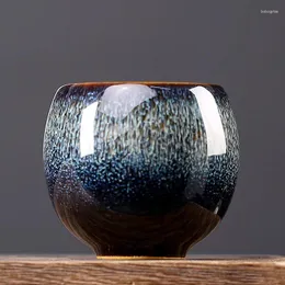 Чашки блюдцы керамика Temmoku Glaze Tea Cup Creative Kiln изменить чашу домохозяйственное портативное туристическое офис