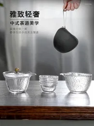 Teaware Sets First Snow Glass One Pot Two Cups Tea Making Gaiwan Cup Set Travel Portable Person