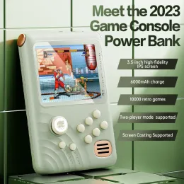 Gracze 3,5 cala IPS Ekran Handheld Console z Power Bank Retro Game Player, 10000 klasycznych gier, obsługa projekcji telewizyjnej