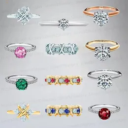Высококачественные 1: 1 T Designer Классические роскошные обручальные кольца 925 Серебряное кольцо розового золота с бриллиантовыми модными аксессуарами подарки для женщин, мужчины Оптовые