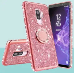 Shining Glitter Magnetic Finger Case för Samsung Galaxy S10 S10e S8 S9 Plus A5 A7 2018 A6 A8 Note 8 9 10 Bling 360 Ring Back Cover2028498