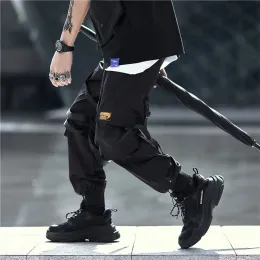 Pantolon siberpunk teknoloji giyim pantolonları siyah japon sokak kıyafeti erkekler teknoloji joggers