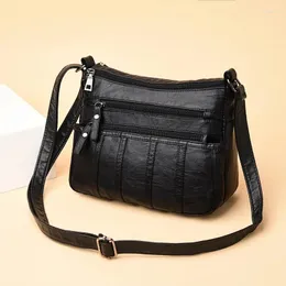 Axelväskor solid färg messenger väska elegant enkla handväskor avslappnade kvinnor pu läder liten blixtlås crossbody bolsas feminina