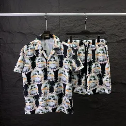 Conjunto de camisa casual de designer havaiano elegante Conjunto de camisas casuais alfabeto floral 3D Impresso Summer Beach Resort Beach Circh Size M-xxxl #A1