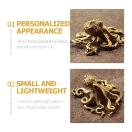 2 Pcs Octopus Chinese Tea Decor Table Figurine Brass Accessories Miniature College Apartment 2023 Figurines Retro