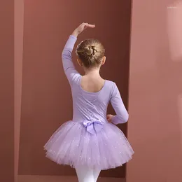 Stage Wear Gymnastics Ballet Leotard Baby Kids Toddler Girls Warm Thick Fleeced Winter Long Sleeve Tutu Skirt Outfit Dress Clothes