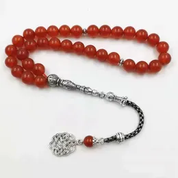 AGATES RED RED CHALCEDONY TASBIH ISLAM MISBAHA MULIMIND TUDO IS BRACELETE ORAÇÃO MISTÓRIAS 33 66 99BEADS Stone Rosário 240402