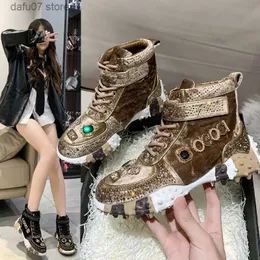 Sapatos de vestido sapatos casuais 2023 primavera e outono novo diamante de água durian com pai feminino instagram moderno de espessura single h240412