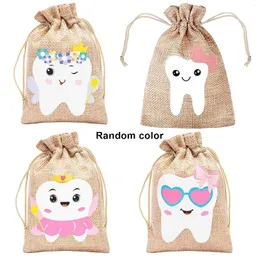 Förvaringspåsar 4st Tooth Fairy Bag School For Girls Drable Birthday Practical Meaningful Linen under Pillow Dentist DoorPift Meepsake