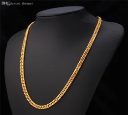 Vollgoldkette Halskette Männer 18K Stempel 18K Real Gold plattiert 6mm 55 cm 22quot Halsketten Klassische Bordsteinkublade Kette Hip Hop Men 9160177
