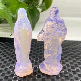 Dekorativa figurer Naturliga statyer av jungfru och Jesus Healing Fengshui Energy Gemstone Crystal Crafts for Home Decoration Tillbehör