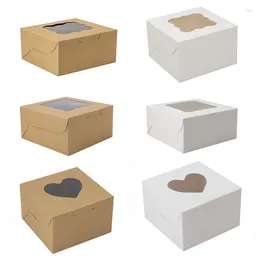 RAPPAGGIO DI RAGAGGIO 10 pezzi White Kraft Paper Basella fai da te con finestra Custodia per imballaggi per la torta di compleanno per matrimoni