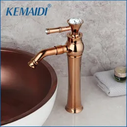Badrumsvaskkranar Kemaidi Rose Golden Polished Basin Mixer Tap Faucet Diamond Handle Rotated Spout Water