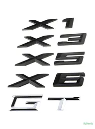 Araba arka bagaj stili x1 x3 x5 x6 GT harfler BMW E53 E70 E71 E72 E83 E84 F15 F16 F25 F48 F49 G05 NAMEPLATE7361061