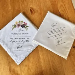 Mitte Mutter des Brautgeschenks, Vater des Brautgeschenks, Hochzeits -Taschentuch, personalisiertes Hochzeitsgeschenk für Eltern