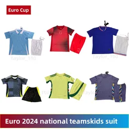 Euro 2024 Kit de futebol infantil da seleção de 2024 Inglaterra Alemanha Portugal Gales Espanha Holanda Jersey para crianças de terno infantil