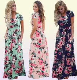 2019 Floral Stampa Boho Beach Dress Women Women Long Maxi Dress Summer Womens Dresses Short Shory Evening Domande Donna Casual Vesti6296291