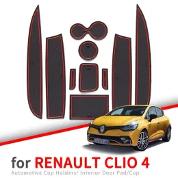 För Renault Clio 4 Anti-Slip Gate Slot Cup Mat Door Groove Non-Slip Pad Interior Car-Styling Accessories Coaster Mats