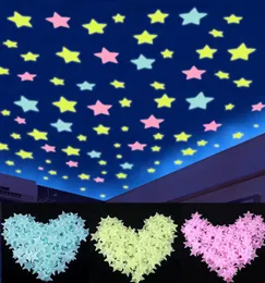 100pcs 3d Night Luminous Stars Aufkleber leuchten im dunklen Spielzeug für Kinder Schlafzimmer Dekor Weihnachtsgeburtstagsgeschenk9736732