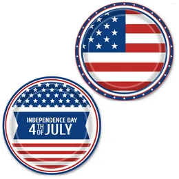 Disposable Dinnerware American Flag Patttern Paper Plate Fine Workmanship Delicate For BBQ Birthday And Gathering