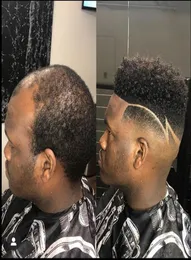 Natrual 6 mm afro lockiges menschliches Haar Toupe Curl Dünne Hauttupes für Männer Vollpu Ersatzsystem7363725