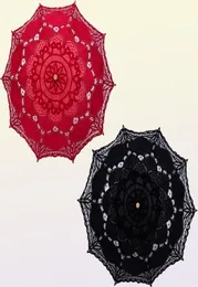 HS Bridal Umbrella Vintage Victorian White Lace Руководство Открытие Свадебное зонтик Черный зончик невесты для свадебного душа зонтик 29300459