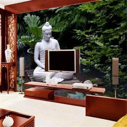 Tapeten Milofi Buddha Statue Wolken Wasser Zen Herz Spaß Hintergrund TV Wandmalerei Tapete