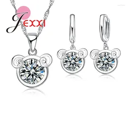 Orecchini di collana set animale animale grazioso gioiello testa di pecore Clear Crystal 925 Sterling Silver Woman Party Gift