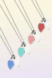 Luxury Jewelry Designer Women Necklace Alphabetic Double Heart Necklace Red and Green Pink Dips Oil Heart Necklace Gift3119395