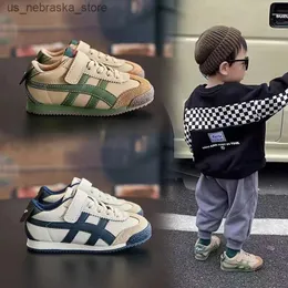 Sneakers Soft Leather Forrest Gump Shoes for Children 2023 New Spring and Autumn Sports Boys Board Girls Little Q240412